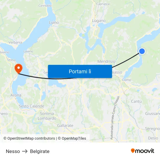 Nesso to Belgirate map