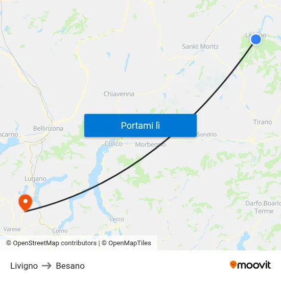 Livigno to Besano map