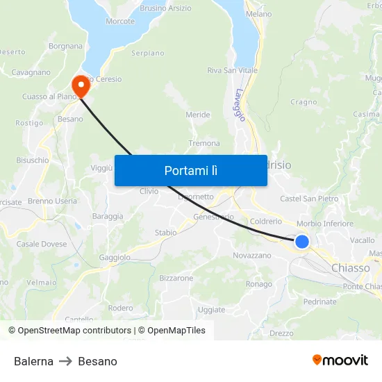Balerna to Besano map