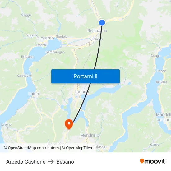 Arbedo-Castione to Besano map