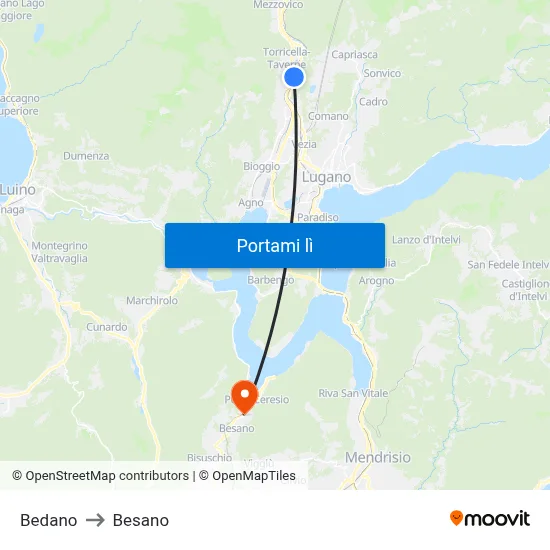 Bedano to Besano map