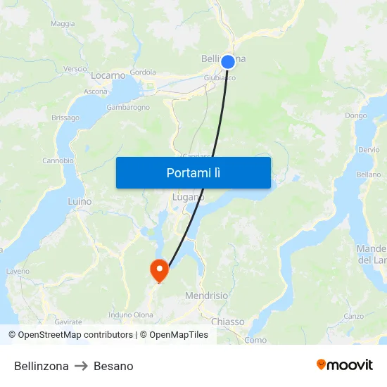 Bellinzona to Besano map