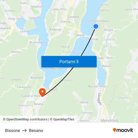 Bissone to Besano map
