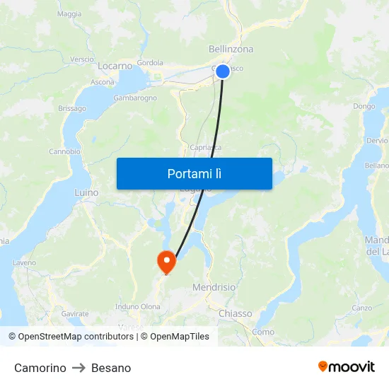 Camorino to Besano map