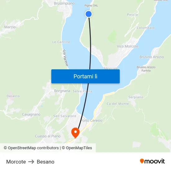 Morcote to Besano map