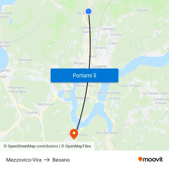 Mezzovico-Vira to Besano map