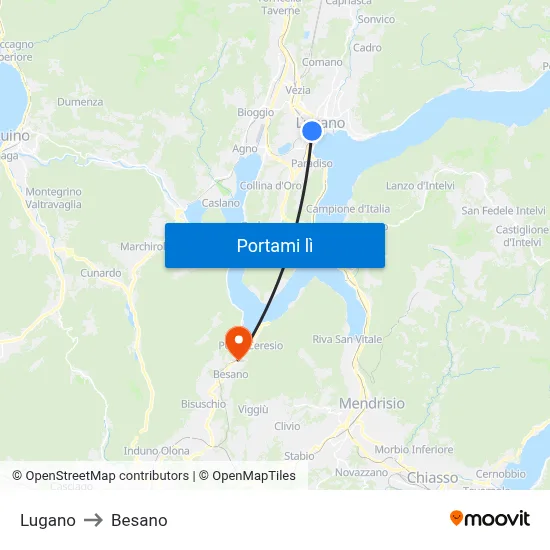 Lugano to Besano map