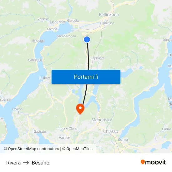 Rivera to Besano map