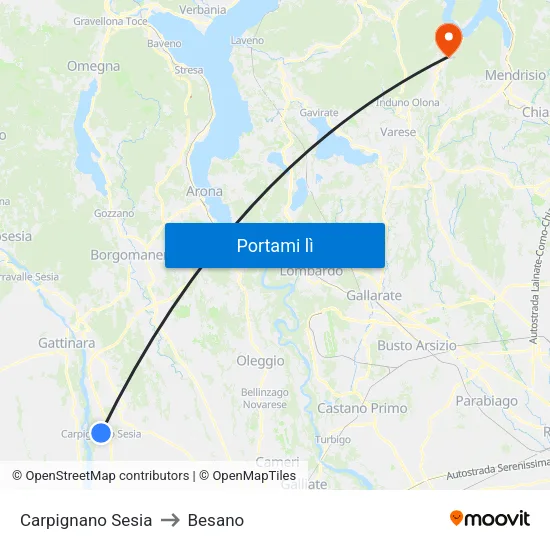Carpignano Sesia to Besano map