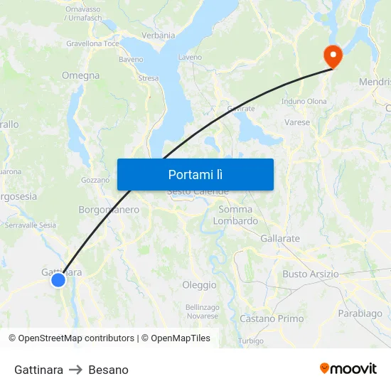 Gattinara to Besano map