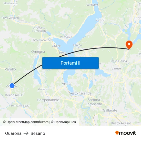 Quarona to Besano map