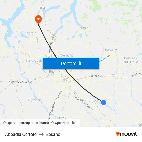 Abbadia Cerreto to Besano map