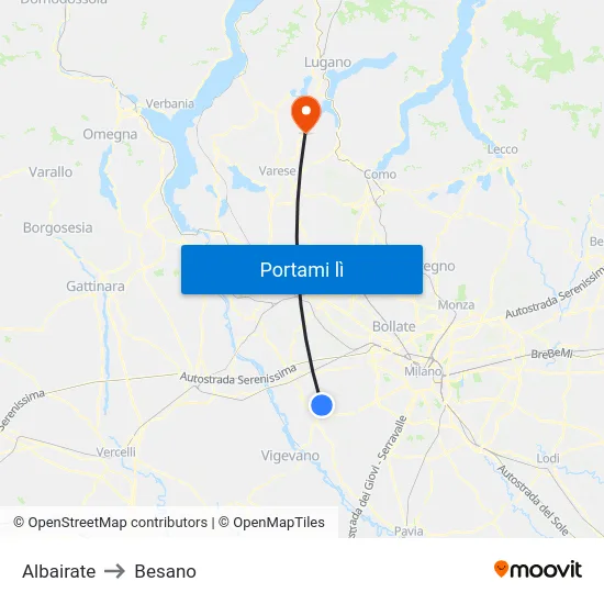 Albairate to Besano map