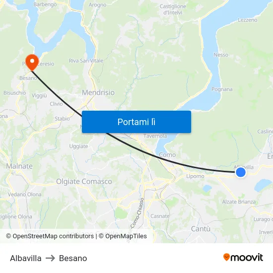 Albavilla to Besano map