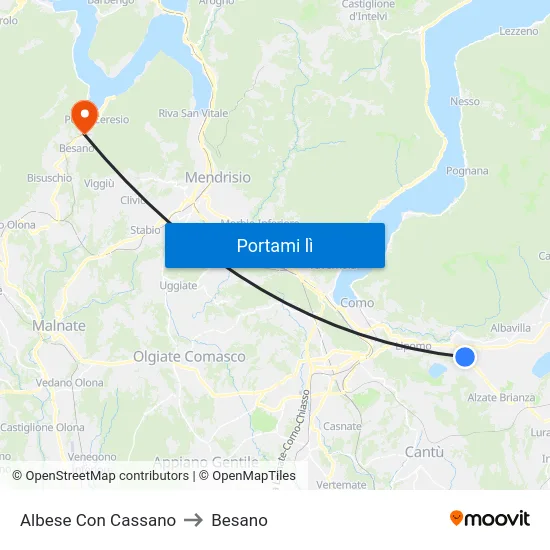 Albese Con Cassano to Besano map