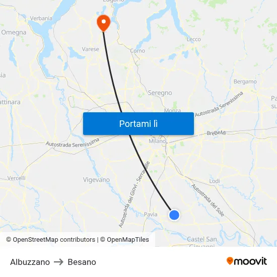 Albuzzano to Besano map