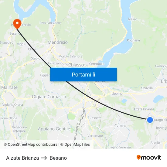 Alzate Brianza to Besano map