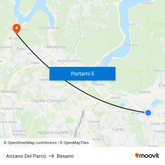 Anzano Del Parco to Besano map