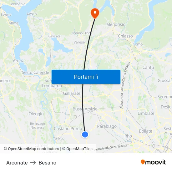 Arconate to Besano map