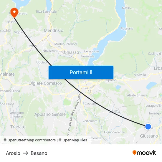 Arosio to Besano map