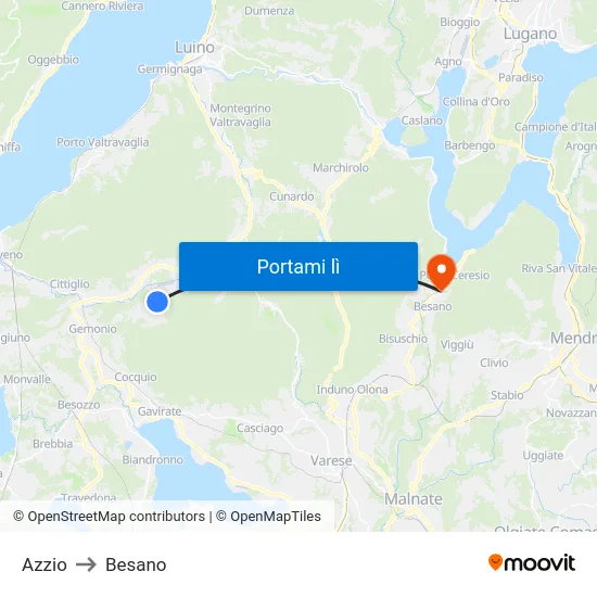 Azzio to Besano map