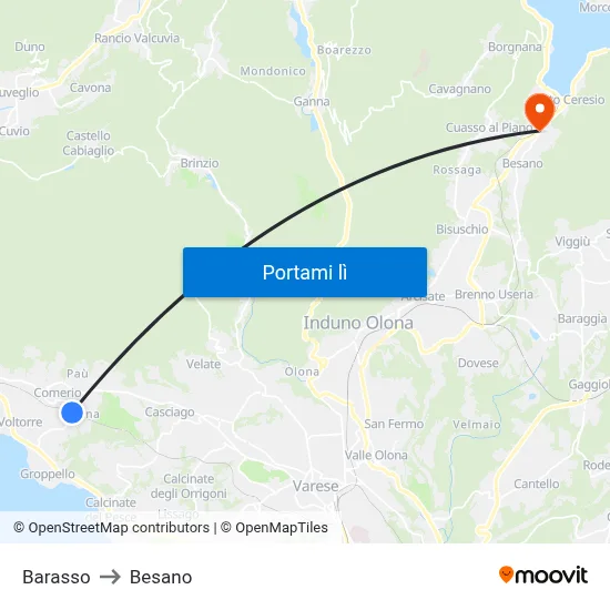 Barasso to Besano map
