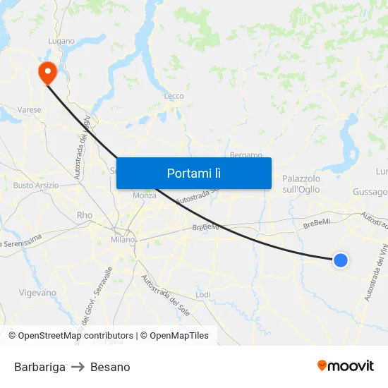 Barbariga to Besano map