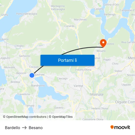 Bardello to Besano map