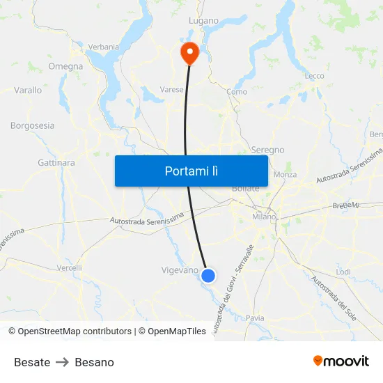 Besate to Besano map