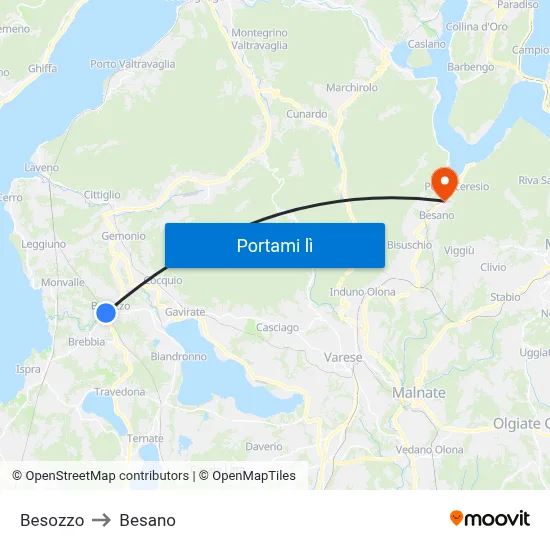 Besozzo to Besano map