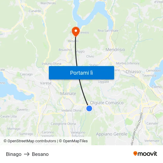 Binago to Besano map