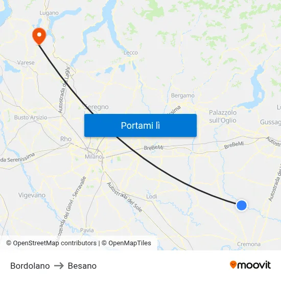 Bordolano to Besano map