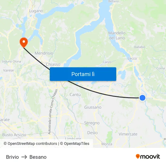 Brivio to Besano map