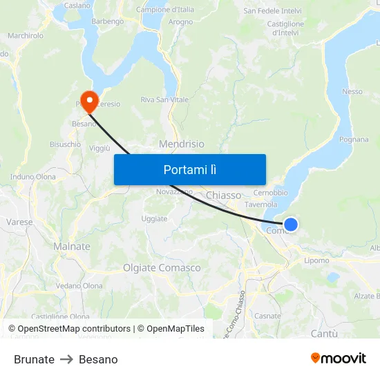 Brunate to Besano map