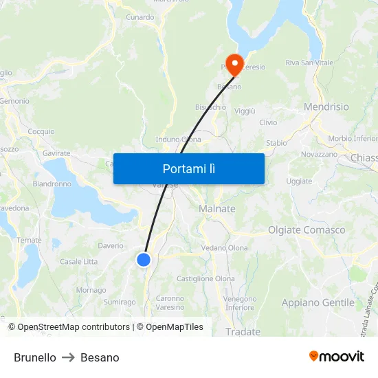 Brunello to Besano map