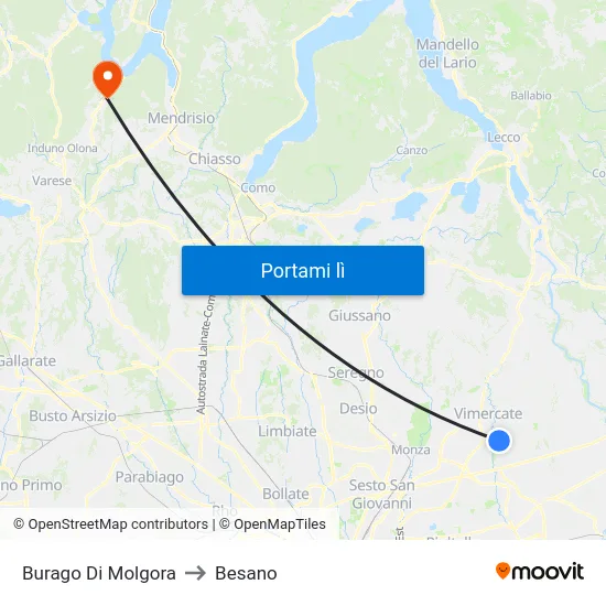 Burago Di Molgora to Besano map