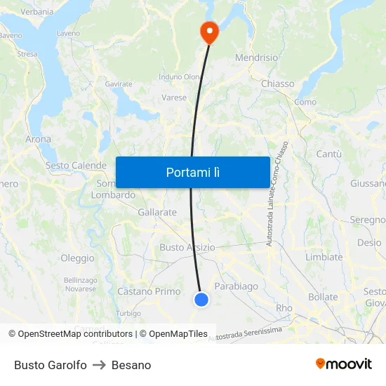 Busto Garolfo to Besano map