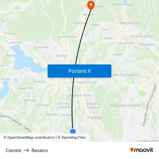 Cairate to Besano map