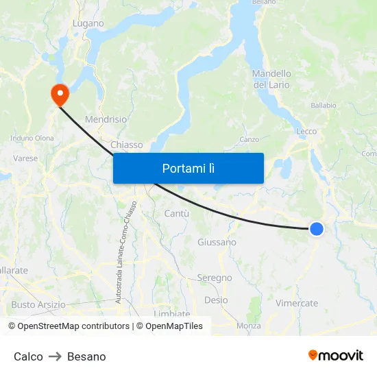 Calco to Besano map