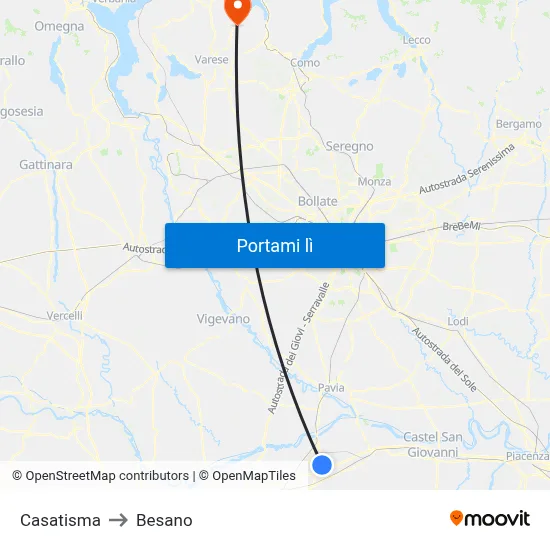 Casatisma to Besano map