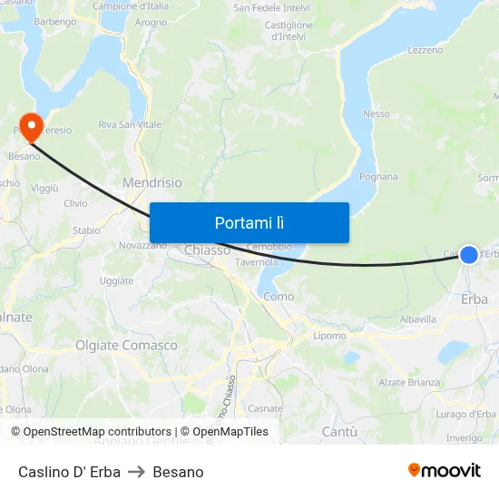 Caslino D' Erba to Besano map