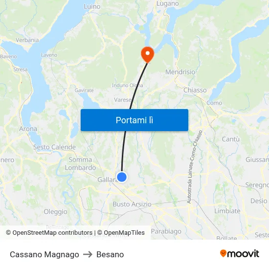 Cassano Magnago to Besano map