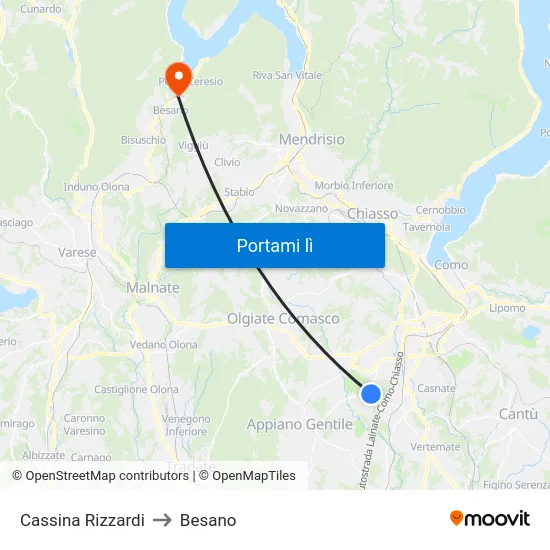Cassina Rizzardi to Besano map