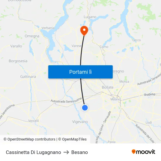 Cassinetta Di Lugagnano to Besano map