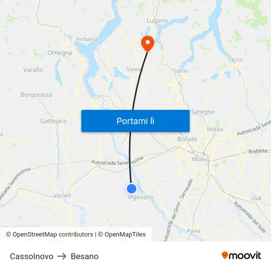 Cassolnovo to Besano map