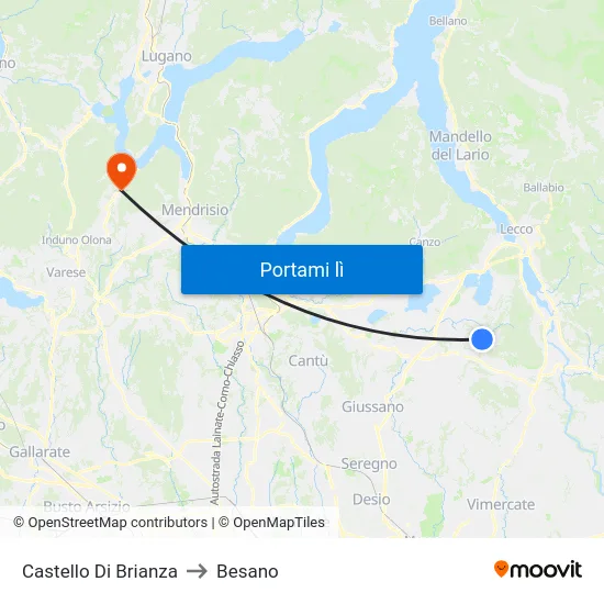 Castello Di Brianza to Besano map