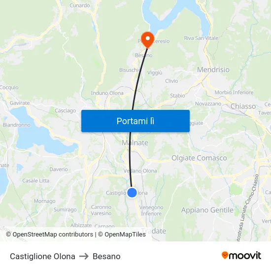 Castiglione Olona to Besano map