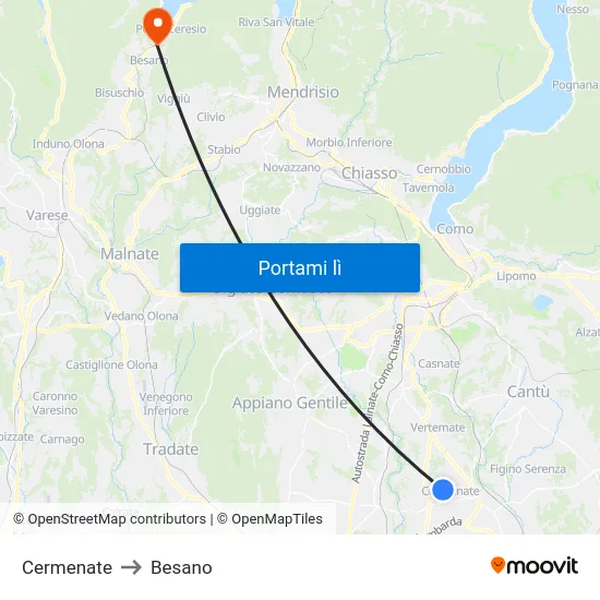 Cermenate to Besano map