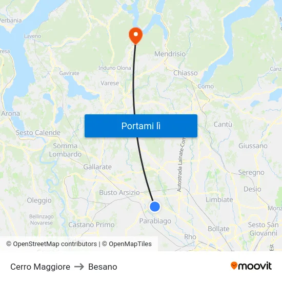 Cerro Maggiore to Besano map