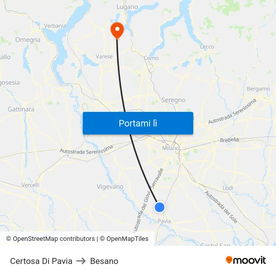 Certosa Di Pavia to Besano map